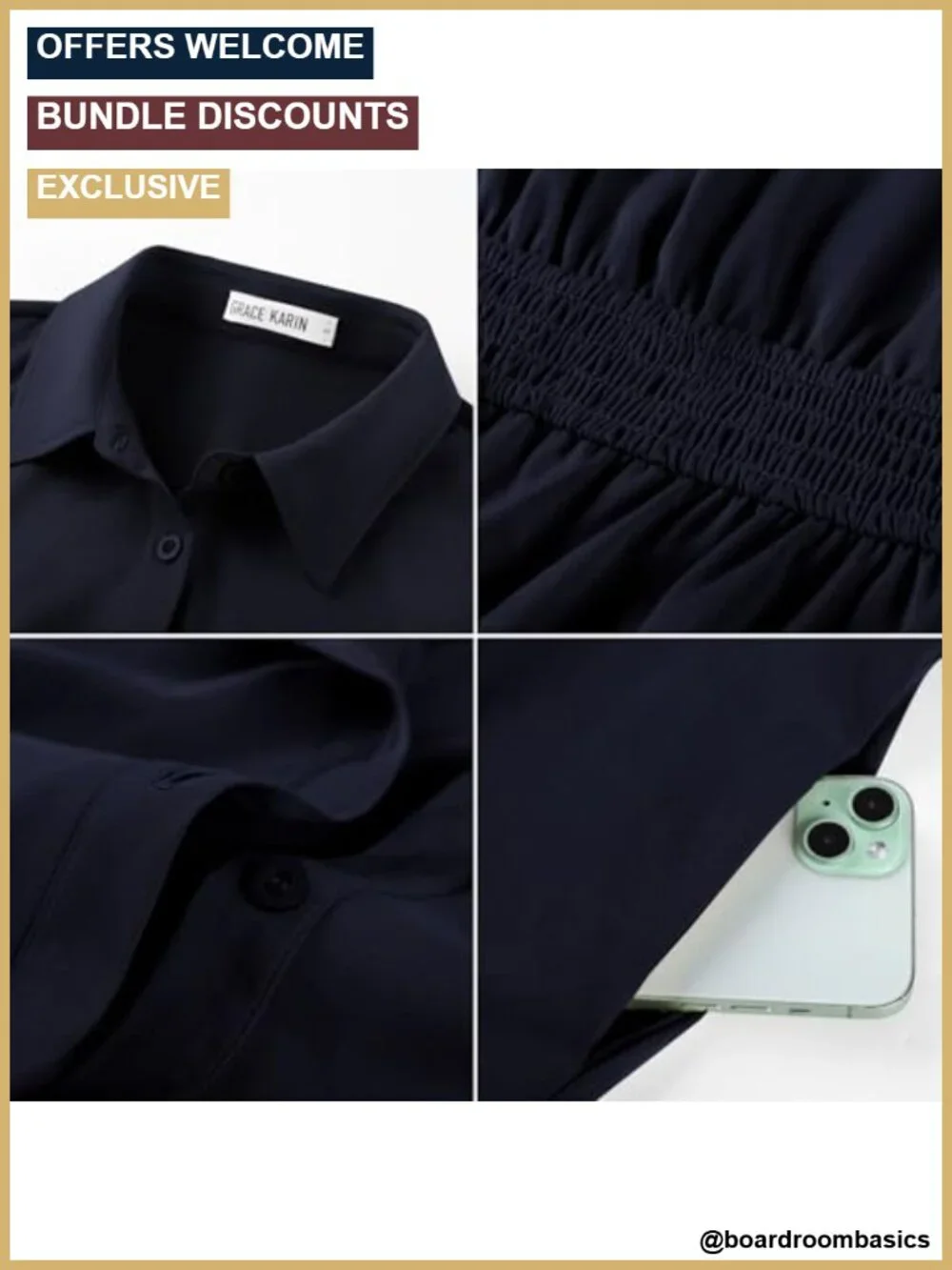 Women's Midi Shirt Dress V-Neck Cap Sleeve Fit-and-Flare with Pockets